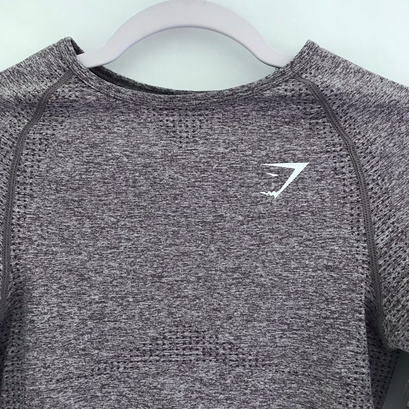 GYMSHARK Vital Seamless 2.0 Long Sleeve Crop Heathered Purple - Picture 5 of 11